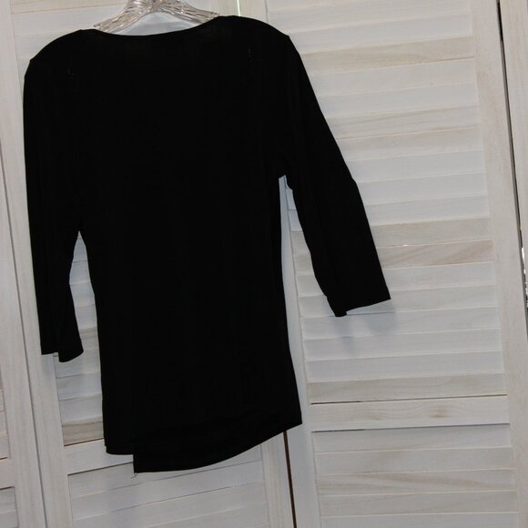 VINTAGE Y2K AB Studio Black Knit Top with Ruched Side with Gold Holder Size Med - Picture 5 of 5